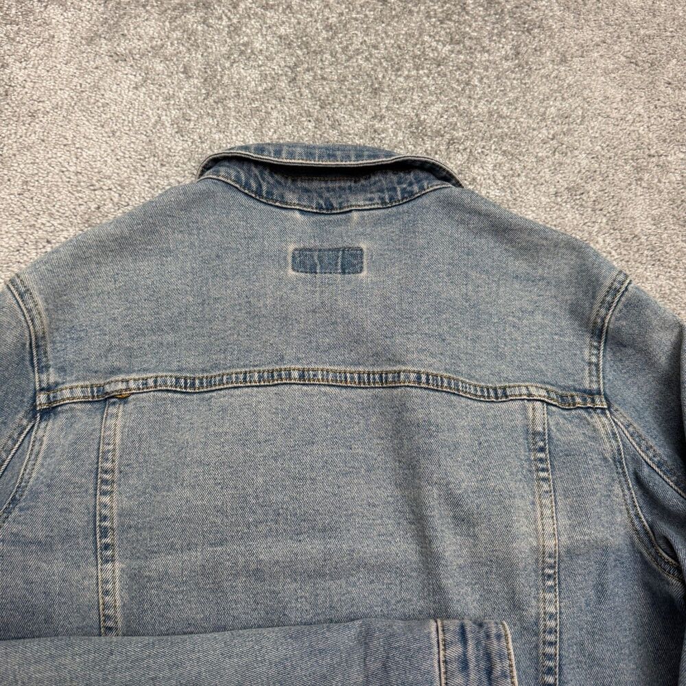 Asos Denim Jacket Womens XS Blue Medium Wash Raw Hem Button Up Trucker Casual - Picture 12 of 16